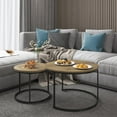 Nesting Coffee Table Set of 2, 27.6" Round Coffee Tables for Living