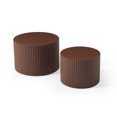 thumbnail image 1 of Nesting Coffee Table Set of 2 for Living Room/Leisure Area - Round MDF Tables, Dark Brown, Large (23.6"D x 15.8"H) & Small (18.9"D x 13.8"H), Space-Saving & Durable Accent Furniture, 1 of 5