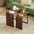thumbnail image 1 of Nesting Coffee Table Set of 2, Rectangular Stackable Side Tables with Sturdy Metal Frames, Modern Nesting End Tables for Living Room, Bedroom, Rustic Brown, 1 of 9