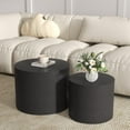 thumbnail image 1 of Nesting Coffee Table Set of 2, Round Wood Black Coffee Tables Modern Circle Coffee Table Side End Table for Small Spaces Living Room, Bedroom, Balcony, Office, 1 of 7