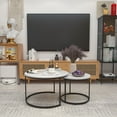thumbnail image 1 of Nesting Coffee Table Set of 2, SHINPT Circle Coffee Table with Sturdy Metal Frame, Round Coffee Table and End Table Set, Mid Century Modern Coffee Table for Living Room, Bedroom, Balcony, Yard, 1 of 9
