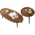 thumbnail image 1 of Nesting Coffee Table Set of 2, Walnut Coffee Tables for Living Room, Mid Century Modern Nesting Side Tables for Living Room, End Table for Small Spaces Sofa Bedside Balcony, 1 of 8