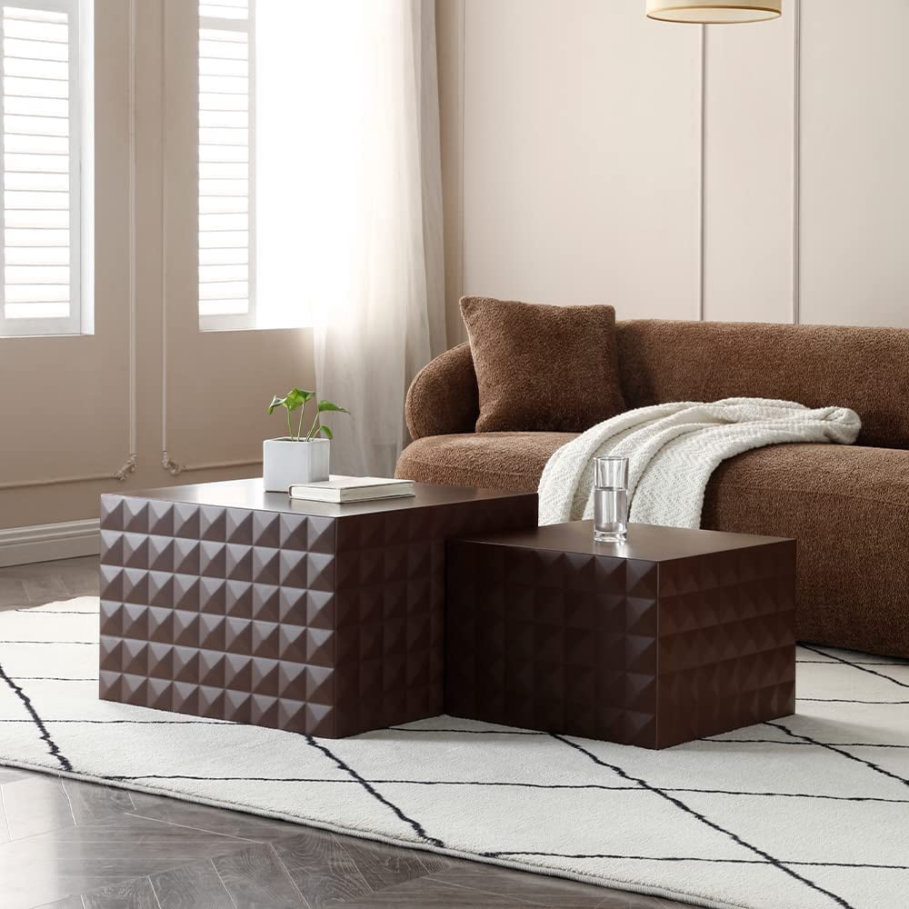 Williamspace Nesting 2 Set Living Room Square Wooden Coffee Tables ...