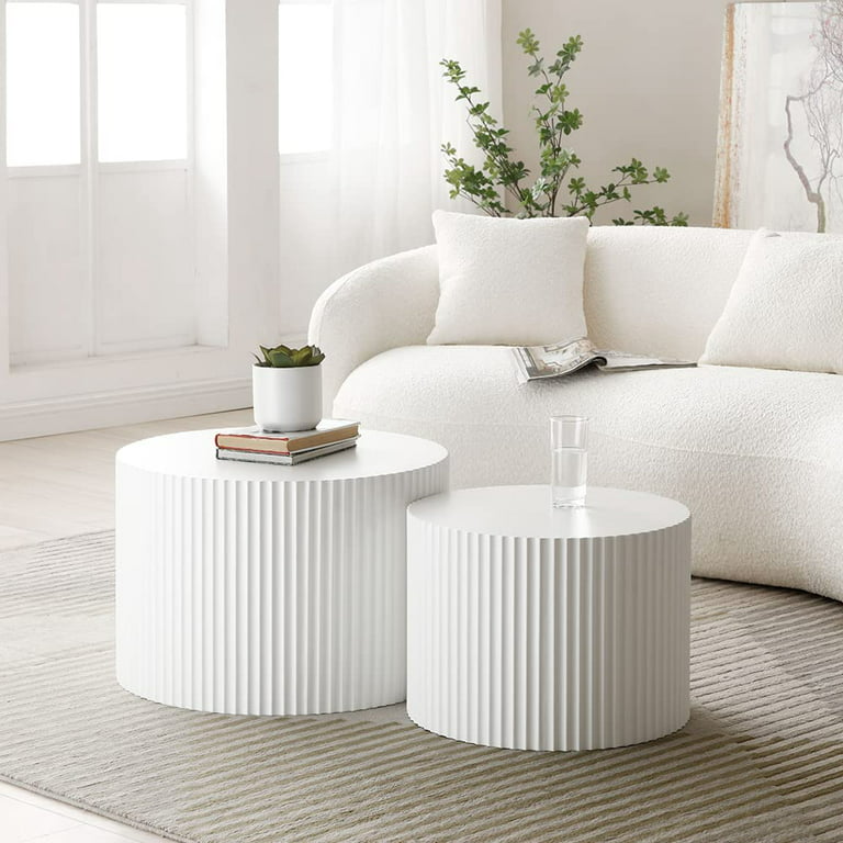 Matte White Round Wooden Coffee Tables