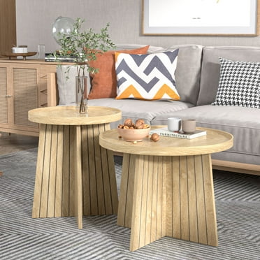 Nesting Coffee Table Set of 2, Modern Round Coffee Table, Accent End Side Table for Living Room, Office