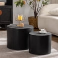 thumbnail image 1 of Vanress Nesting Coffee Table Set of 2, Modern Round Coffee Table, No Assembly Required Wooden Circle Accent Side Tables for Living Room Bedroom Office Small Spaces, Black, 1 of 5