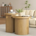 thumbnail image 1 of Nesting Coffee Table Set of 2, Round Wooden Coffee Tables, Modern Circle Table, Accent End Side Table for Small Space Living Room Bedroom, 1 of 8