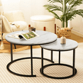 thumbnail image 1 of Nesting Coffee Table Set of 2, Small Modern Light Wood Metal Frame Round Center Table Set, Side End Table for Living Room,Bedroom,Small Spaces Black, 1 of 5