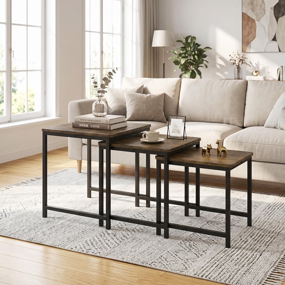 Nesting Coffee Table Set of 3, Small Center Tables for Living Room