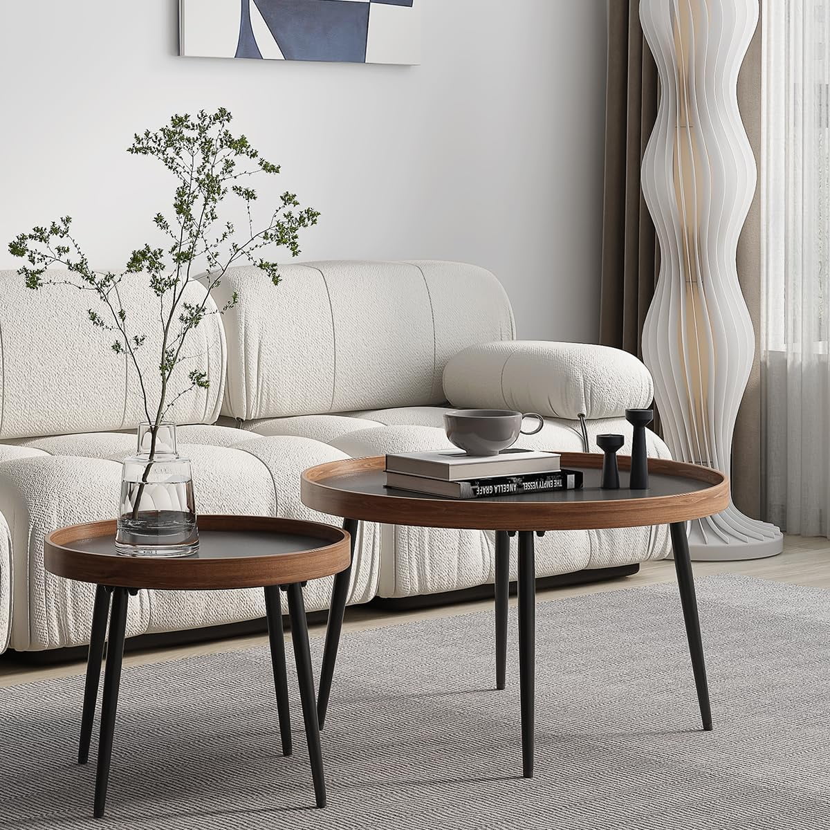 Nesting Coffee Tables Round Coffee Table for Living Room Black Nesting