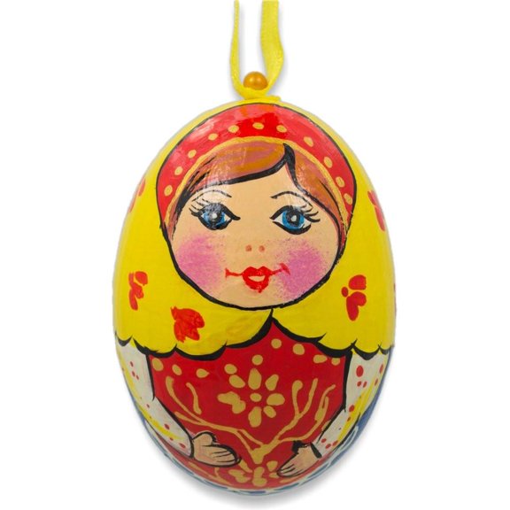 Nesting Doll Wooden Egg Ornament 3 Inches