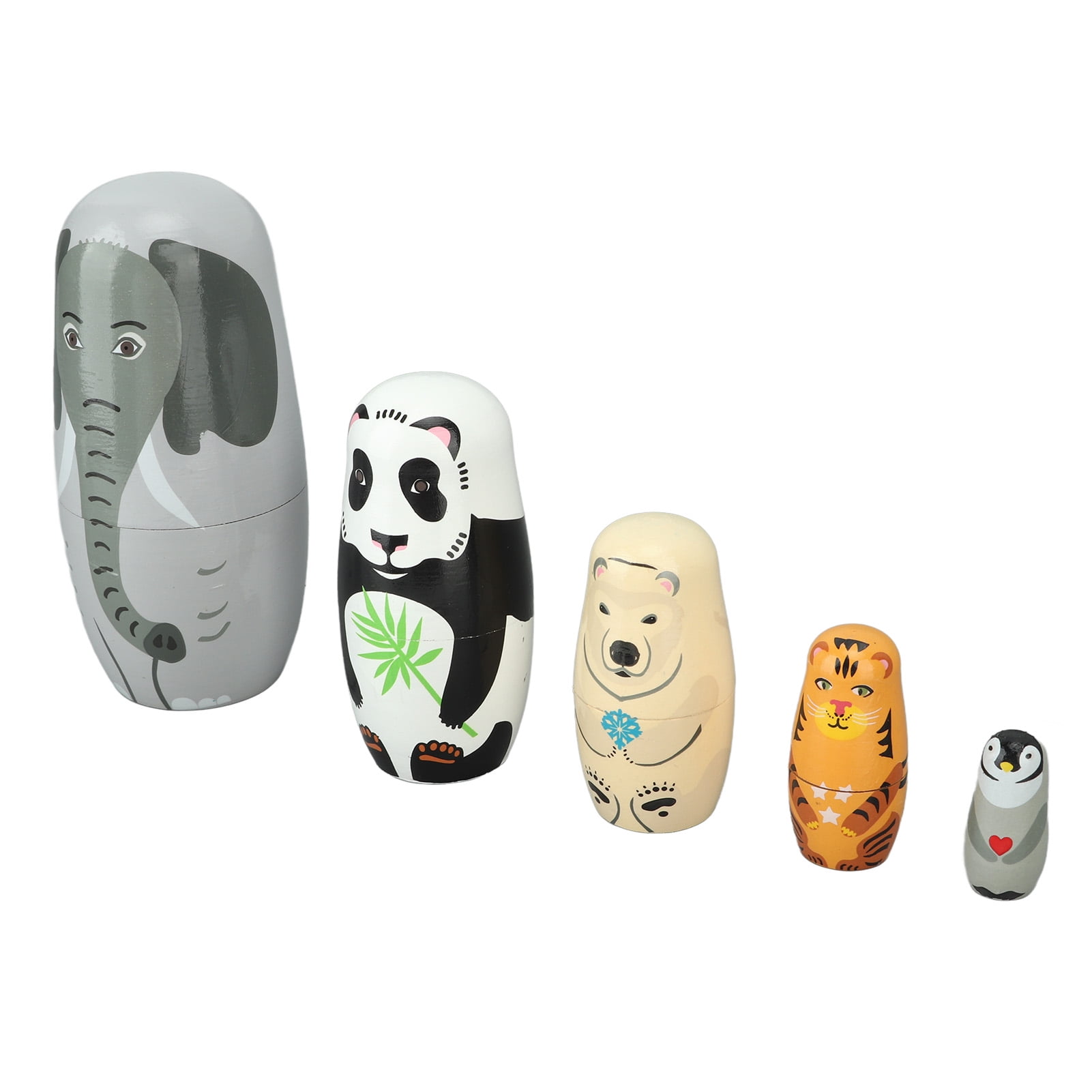 Nesting Dolls, 5 Layer Cartoon Forest Animal Patterns Wood Nesting