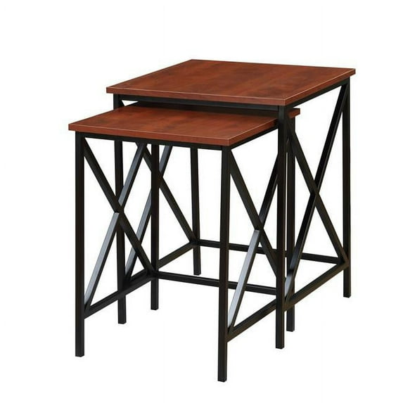 Nesting End Tables, Cherry & Black - 18.25 x 18.25 x 24 in.