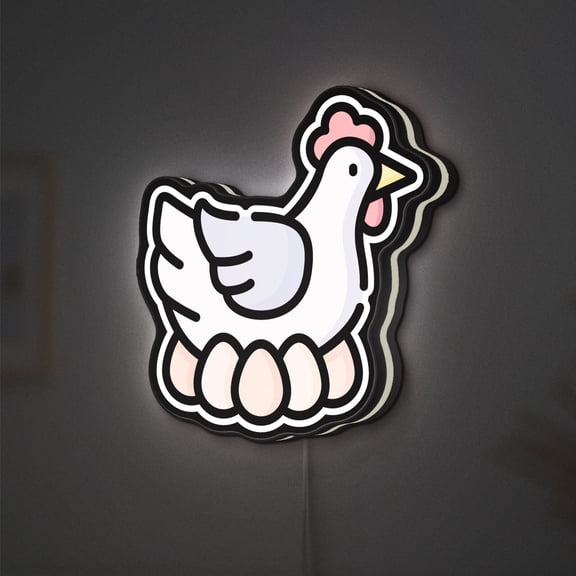 Nesting Hen 3D Novelty Light Box, Farm Fresh Decor for Country Home Shelves (Width 12 inch, 30cm)