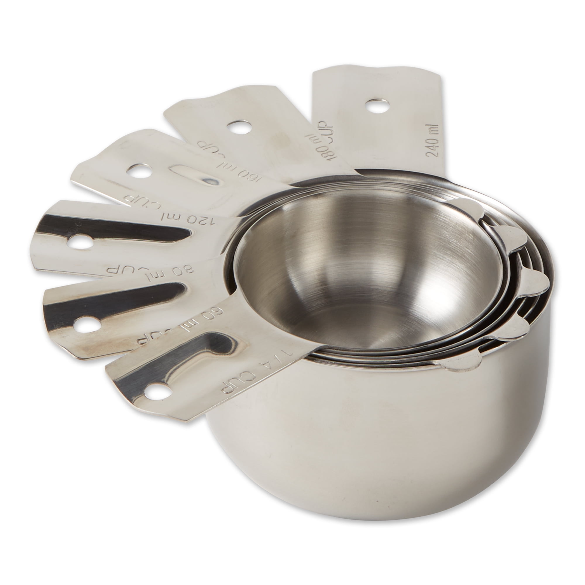 Hubert Measuring Cup Set with Heavy Duty Strip Handles Stainless Steel