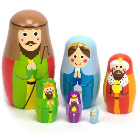 Nesting Nativity Dolls - Natural Wood