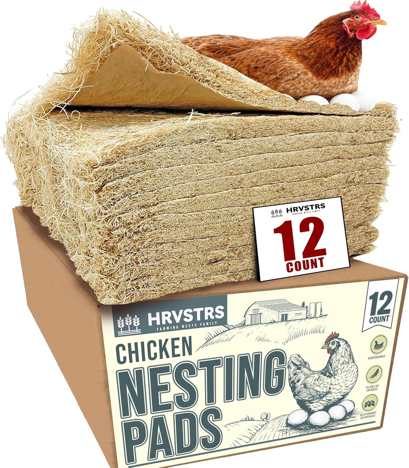 Nesting Pads for Chicken Coop Accessories - Chicken Nesting Pads - Aspen Bedding Nesting Box & Rabbit Nesting Box (12 Pack) - Chicken Bedding for Pasture Raised Eggs - Essential Chicken Supplies