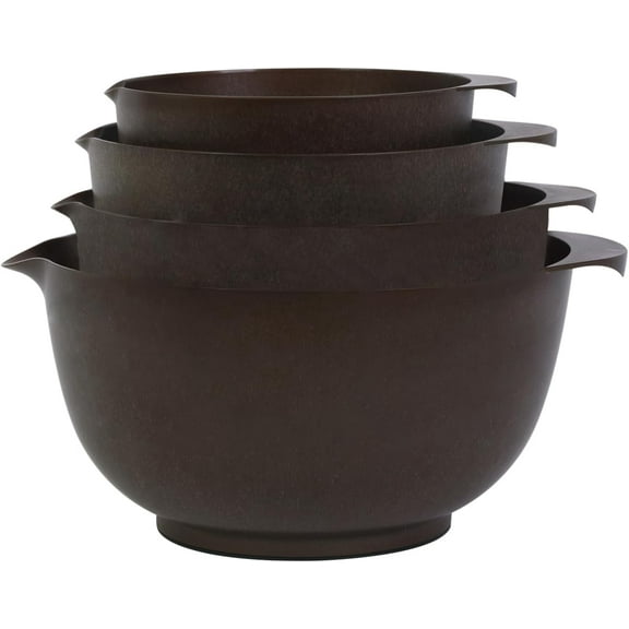 Nesting Plastic Mixing Bowl Set, 4-Piece Mixing Bowl Set with Pour Spout for Prepping, Mixing, Baking, Cooking