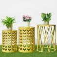 thumbnail image 1 of Nesting Side Table Set of 3 Decorative Round Garden Stools for Indoor Outdoor Heavy Duty Metal Frame Side Table Nightstands Modern End Table Plant Stand, Yellow, 1 of 7