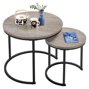 Nesting Side Tables,Round End Tables,Waterproof Scratch-Resistant Surface,Sturdy Metal Base,Living Room,Guestroom,Balcony,Small Space,Gray