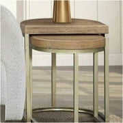 Nesting Side Tables with Metal Base, Light Brown Space Saving End Tables for Living Room, Sofa, Bedroom