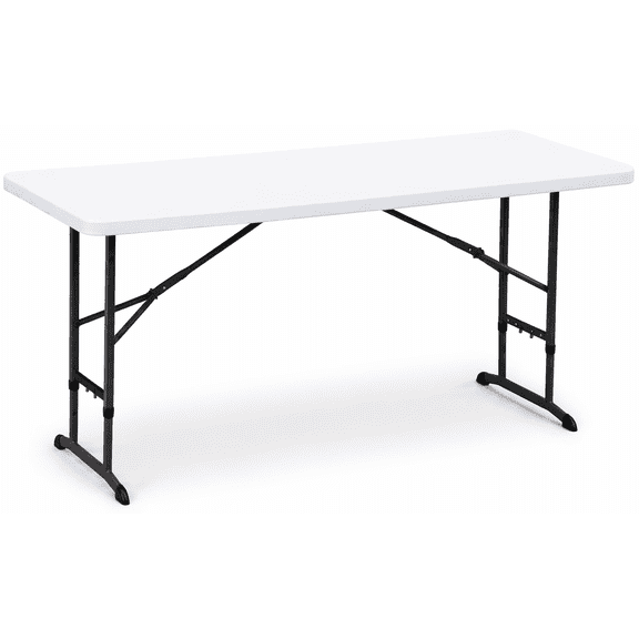 Nesting Table 6FT Commercial Adjustable Height and Heavy Duty Folding Table, White