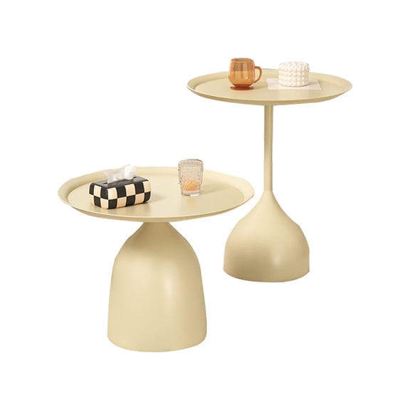 Nesting Table Round Coffee Table Set, Modern Living Rooms Tables, Metal Minimalist Side Tables Living Room for Bedroom, Balcony, Office, Yard, Patio, Beige