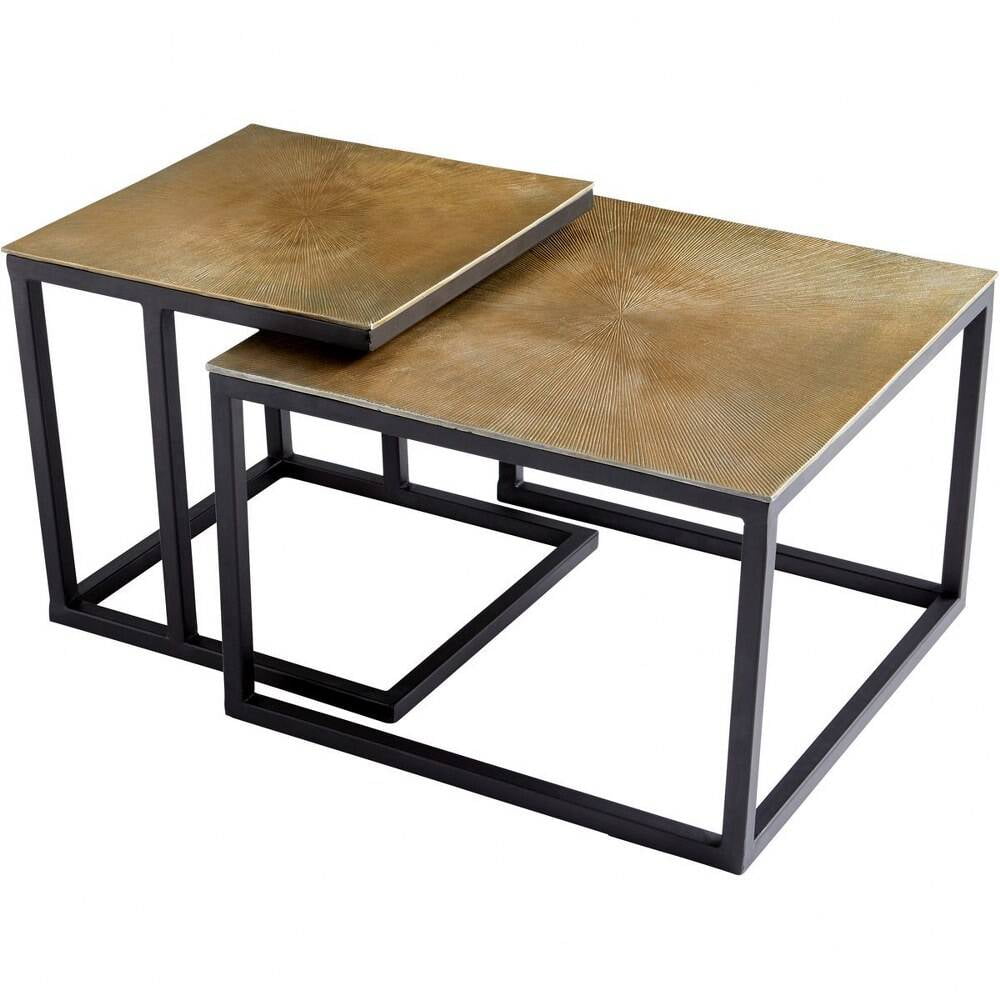 Contemporary Round Glass and Metal Nesting Tables Set