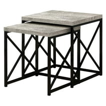 Nesting Table Set Of 2 Side End Metal Accent Bedroom Metal Grey