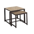 thumbnail image 1 of Nesting Table Set of 2, End Tables with Tile Top, Metal Frame, Space Saving Accent Tables for Living Room, Bedroom, Brown, 1 of 5
