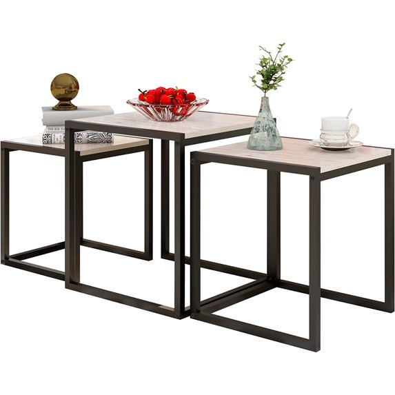 Nesting Table Set of 3 Side Tables, Modern Coffee Table Stacking End ...