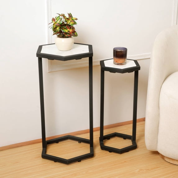 Nesting Tables | Marble Side Tables | Set of 2 End Tables