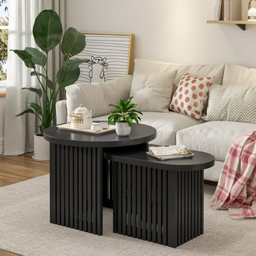 Nesting Tables, Nesting Coffee Table Set of 2, Round Coffee Tables Living Room