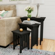 Nesting Tables-Set of 3, Traditional with Mission Style Legs by Lavish Home Black