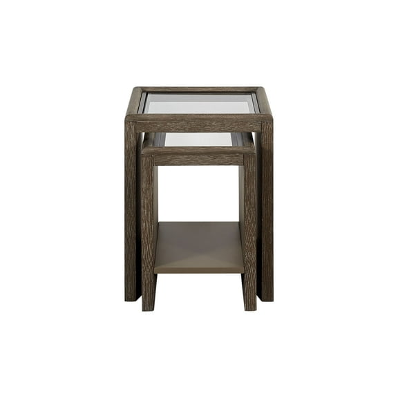 Nesting Tables with Glass Top Cocoa