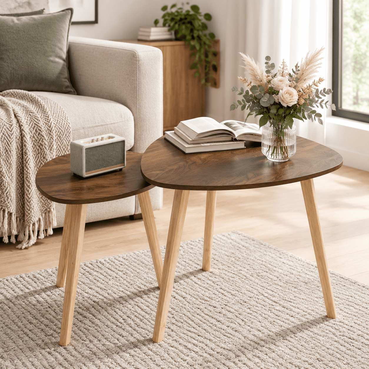 Nesting Triangle Coffee Table Set, Walunt, 2-Piece, 23.23 x 23.23 x 2. ...