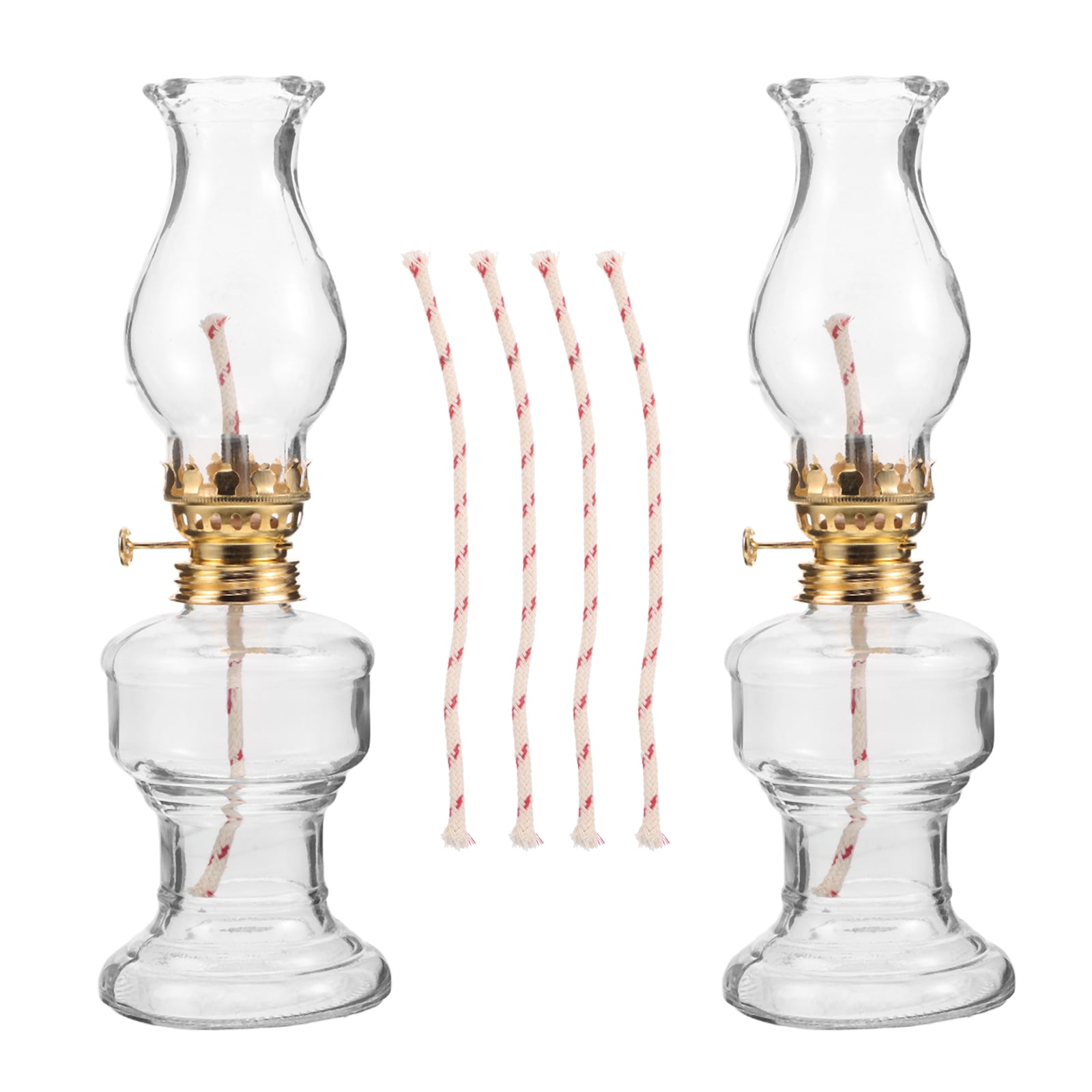 Nestingho 2 Sets of Glass Kerosene Oil Lamps Lanterns Vintage Oil Lamps Table Decors Chamber Lamps with Wicks