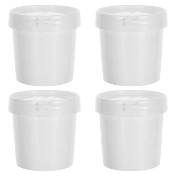 Nestingho 4pcs Plastic Paint Bucket 500ml Empty Paint Can with lid Paint Container Fishing Water Pail Reusable Water Bucket for Art White