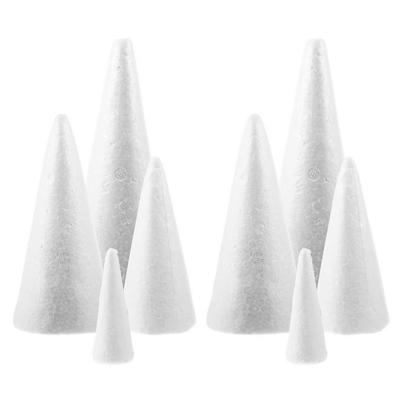 Nestingho 8pcs White Foam Cones for Crafting DIY Christmas Tree Decorations Foam Cones Foam Cones Christmas Tree Craft Supplies