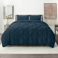 thumbnail image 1 of Nestl 2 Piece Pinch Pleated Pintuck Duvet Cover Set with Shams, Soft Microfiber,Button Closure Bedding Set, Twin - Navy, 1 of 9
