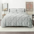 thumbnail image 1 of Nestl 2 Piece Pinch Pleated Pintuck Duvet Cover Set with Shams, Soft Microfiber,Button Closure Bedding Set, Twin - Silver, 1 of 9