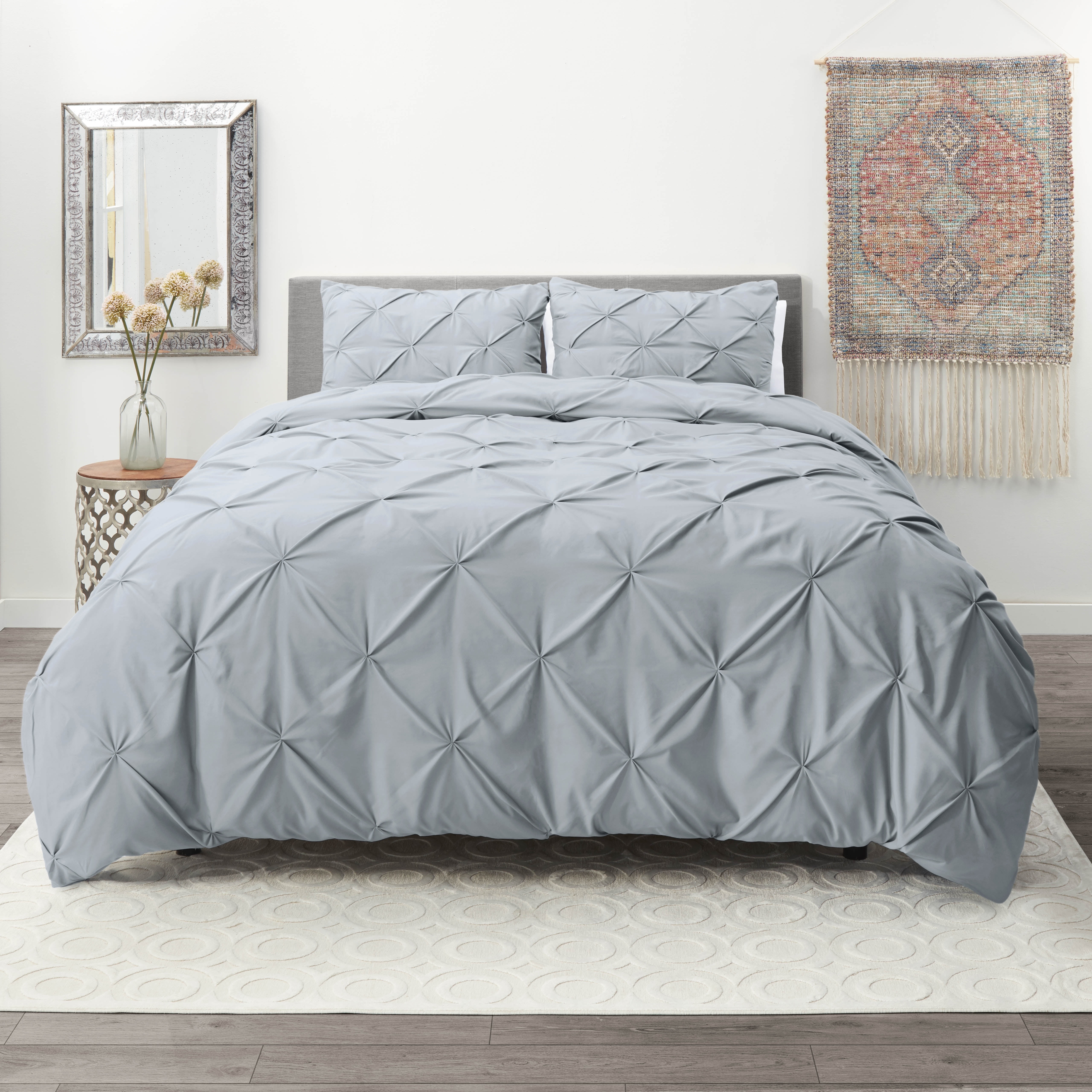 Nestl 3pc Duvet Cover Set, Full - Ice Blue, Soft Microfiber, Pinch