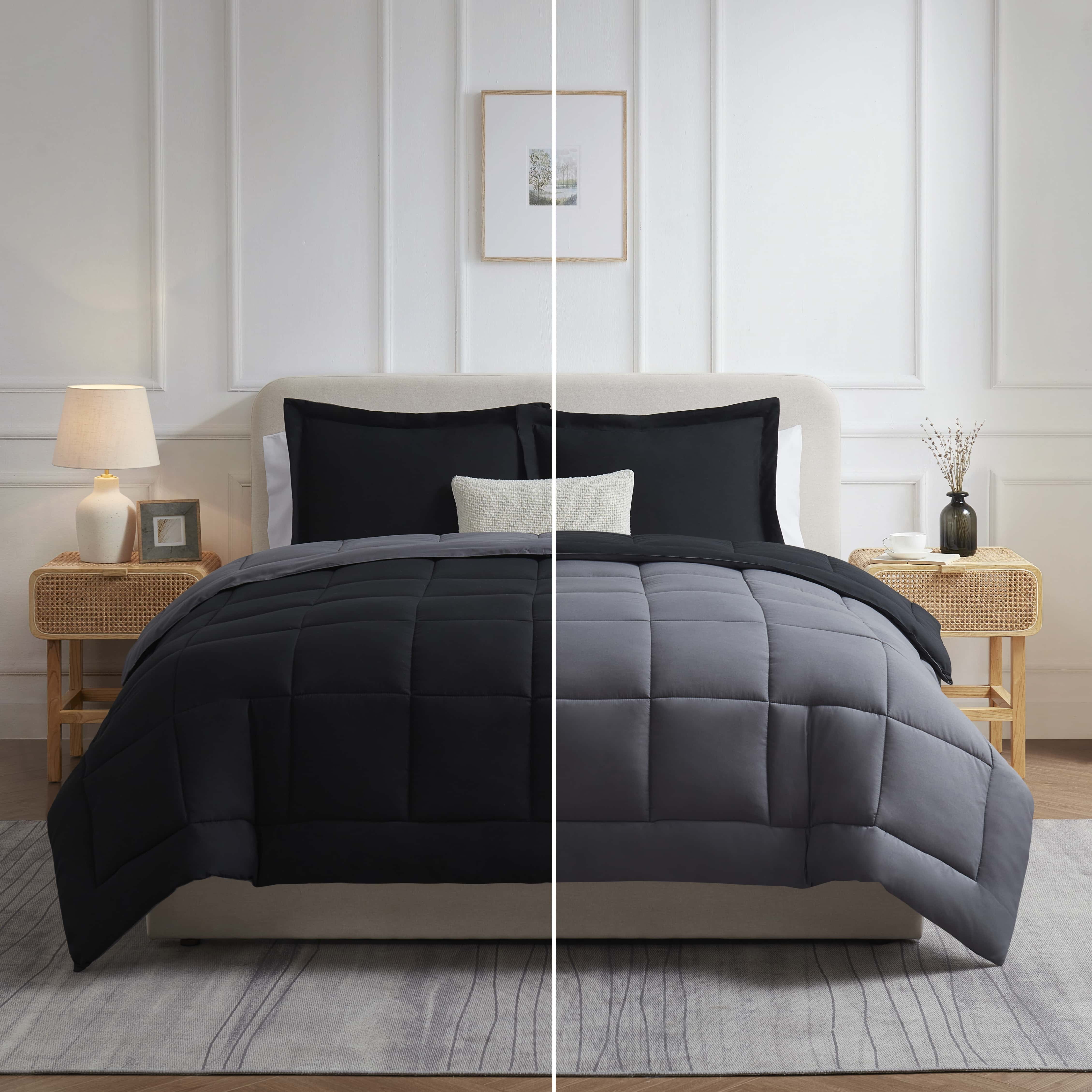 Twin Black and Gray Reversible Microfiber Duvet