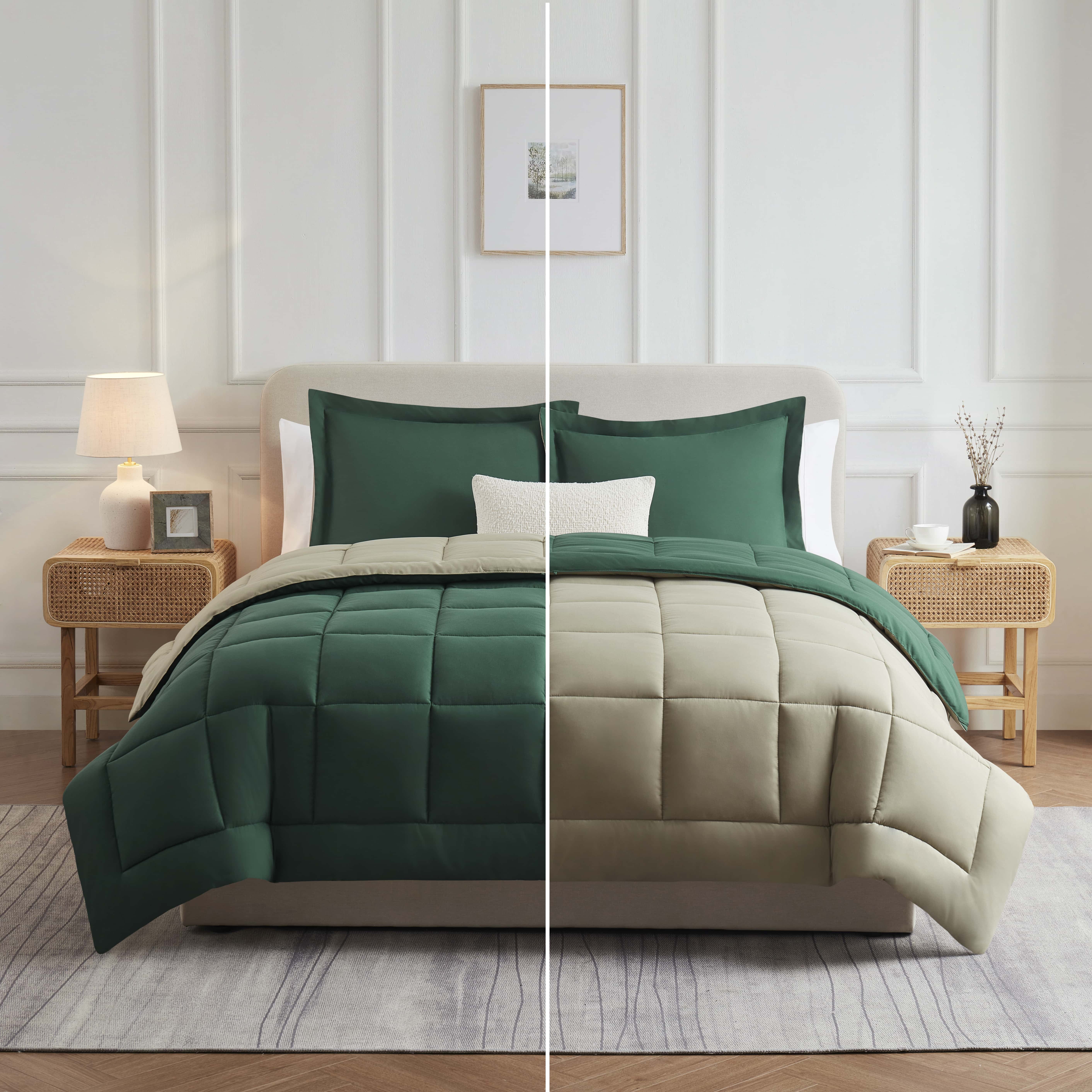 Hunter Green and Sage Microfiber Twin Reversible Duvet