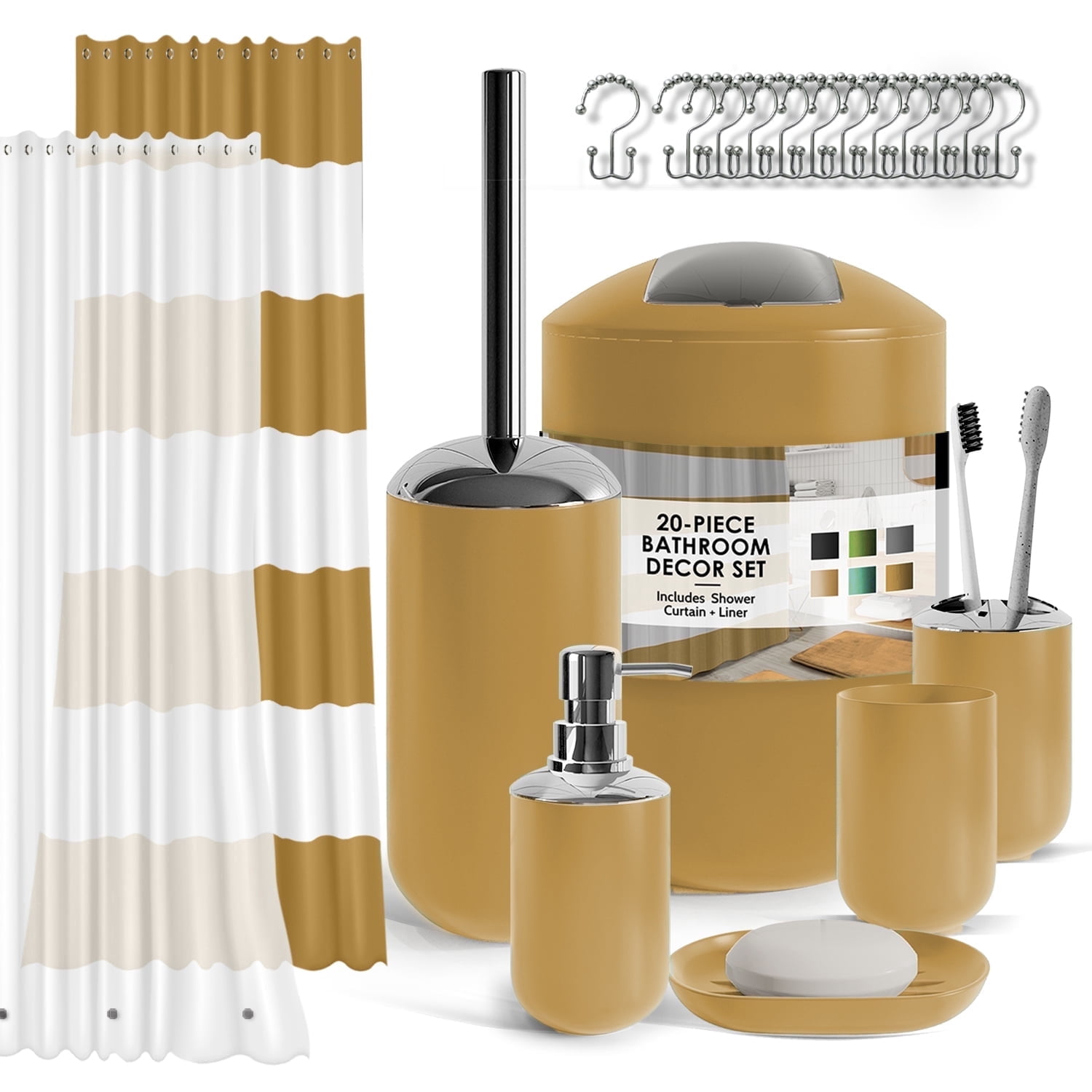 Hearth & Harbor 20 Piece Bathroom Accessories Set, Gold Bathroom Decor Set
