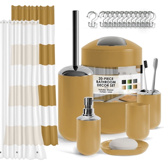 Hearth & Harbor 20 Piece Bathroom Accessories Set, Gold Bathroom Decor Set