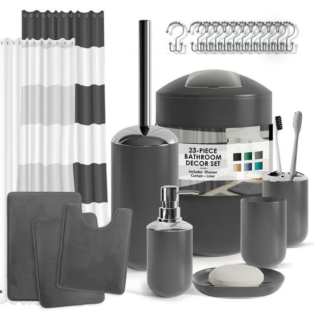 Nestl Complete Matching Decor 23pc Bathroom Set, Shower Curtain, Bath