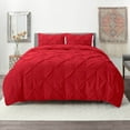 thumbnail image 1 of Nestl 3 Piece Pinch Pleated Pintuck Duvet Cover Set with Shams, Soft Microfiber,Button Closure Bedding Set, Full - Cherry Red, 1 of 9