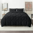 thumbnail image 1 of Nestl 3 Piece Pinch Pleated Pintuck Duvet Cover Set with Shams, Soft Microfiber,Button Closure Bedding Set, King - Black, 1 of 9