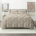 thumbnail image 1 of Nestl 3 Piece Pinch Pleated Pintuck Duvet Cover Set with Shams, Soft Microfiber,Button Closure Bedding Set, King - Taupe, 1 of 9